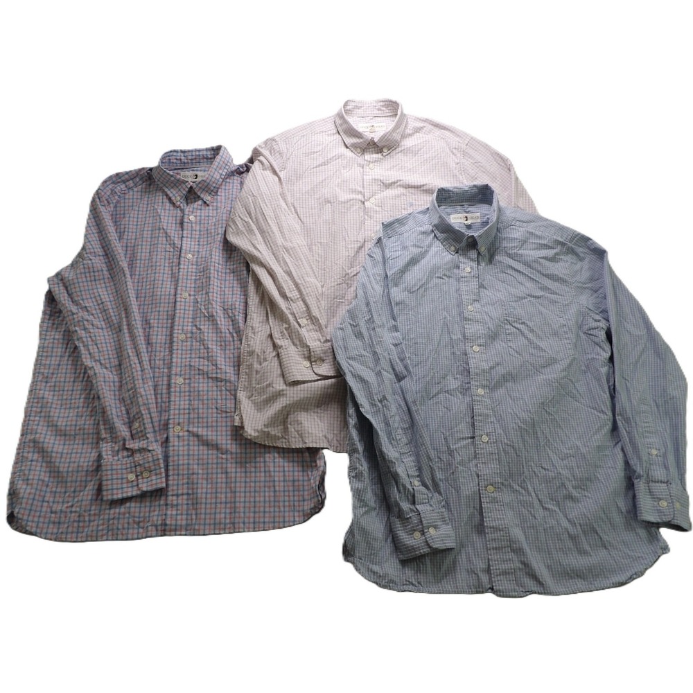Duck Head Lot 3 Shirts Men L Long Sleeve Button Down Plaid Preppy Bamboo Blend